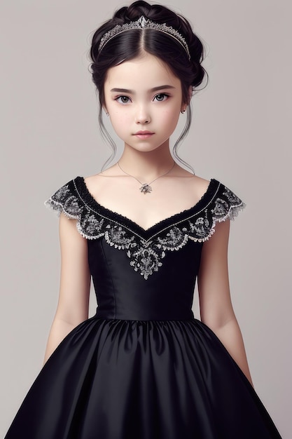 Una niña con un vestido negro.