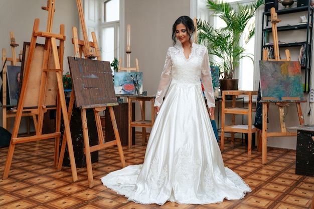 Niña, en, un, vestido de novia