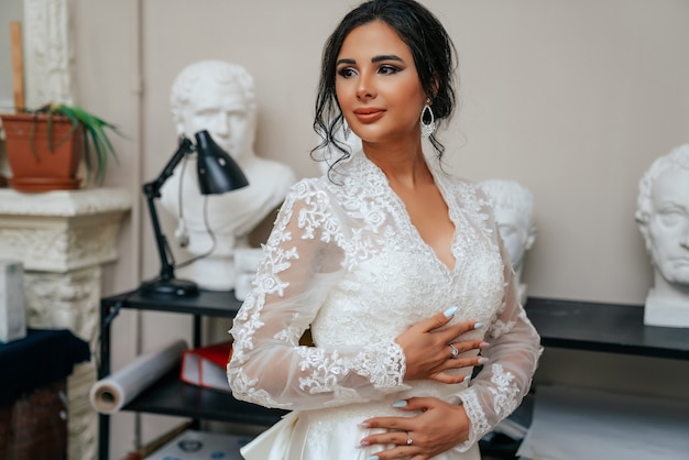 Niña, en, un, vestido de novia