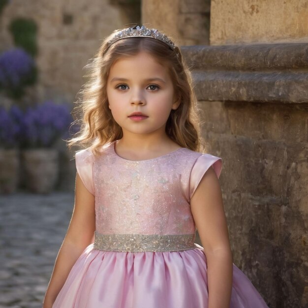 Foto una niña con un vestido de princesa de fondo