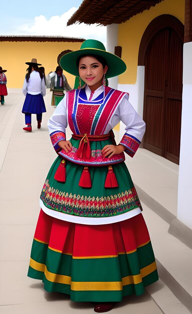 Una niña con un vestido tradicional y un sombrero que dice pyeongchang.