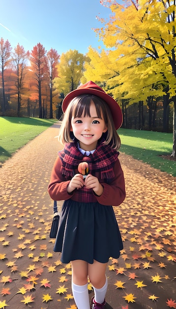 Niñas alegres actividades de temporada de otoño coloridas