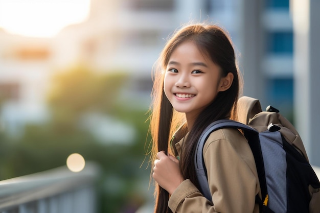 Niñas asiáticas en la escuela Estudio Educación