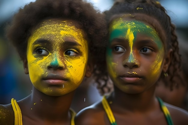 Niñas brasileñas disfrutando del festival de Carnaval en Brasil La red neuronal generada por la IA