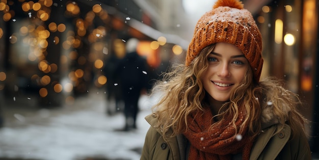 niñas hermosas en un fondo de invierno IA generativa