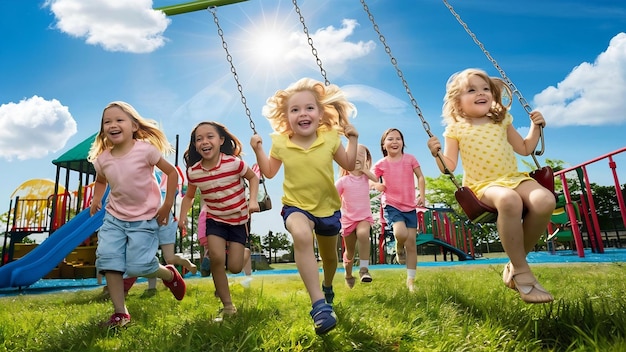 Niñas jugando en el patio de recreo