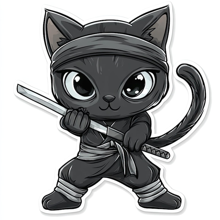 Foto ninja cat chronicles cartoon cute guerreiro felino armado com espada e stealth