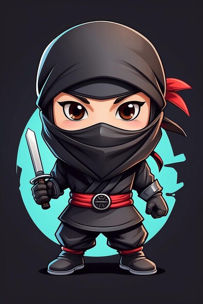 Ninja Chibi Maskottchen-Logo-Design