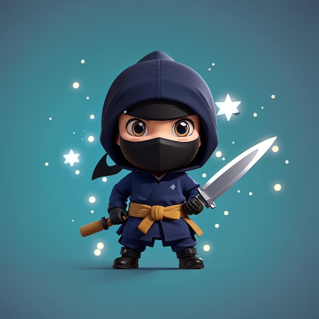 ninja com shuriken desenho animado ícone vetorial ilustração pessoas ícone de férias conceito isolado plano