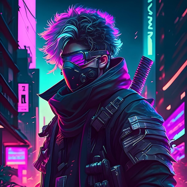 Ninja-Cyberpunk-Mann-Illustration