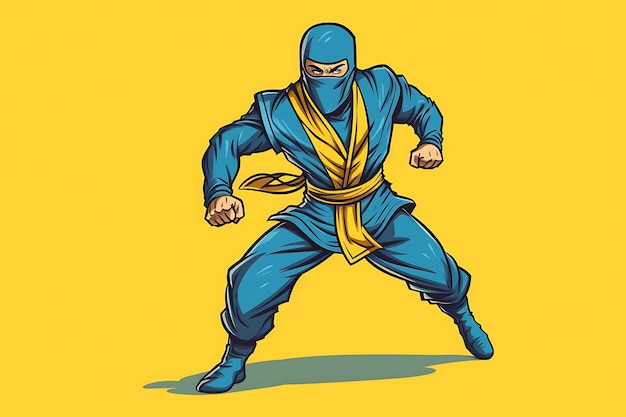 ninja de desenho animado retrô em quadrinhos