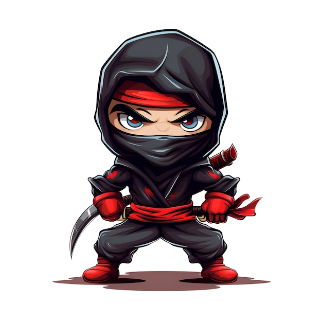 Ninja de dibujos animados sobre fondo blanco