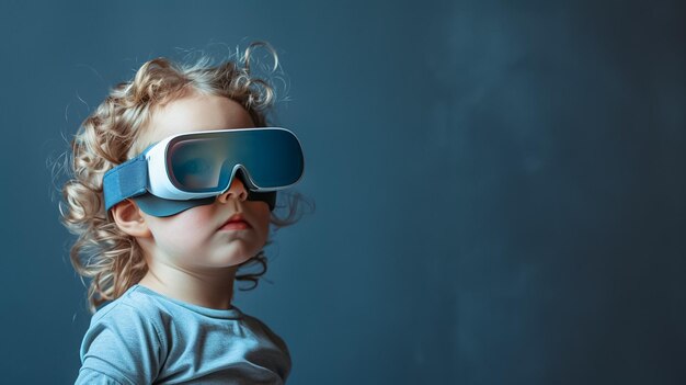 Niño de 3 años con gafas de sol de realidad virtual