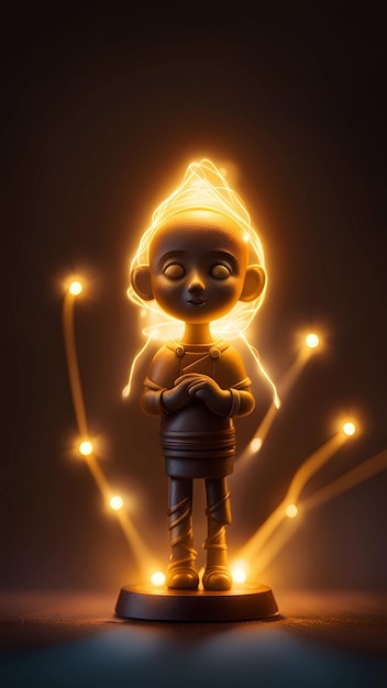 Niño 3d con ilustración de personaje de dibujos animados ligero