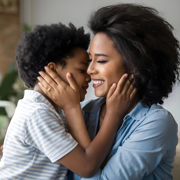 un niño abrazando a su madre