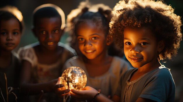 Foto niño africano jugando