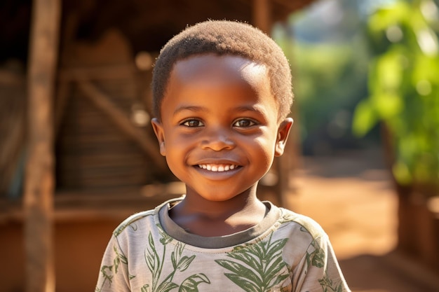 un niño africano sonríe a la cámara