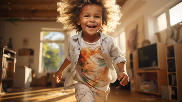 niño alegre jugando con un juguete