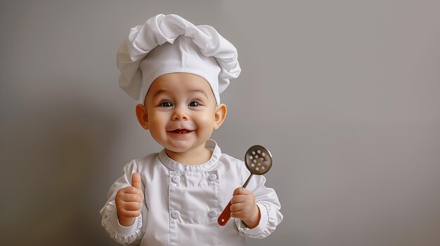 Niño alegre con un sombrero de chef Copiar espacio