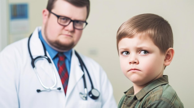 Un niño con anteojos de médico mira el pecho de un niño.