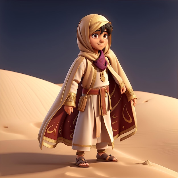 Un niño árabe con túnica imagen generada por ai