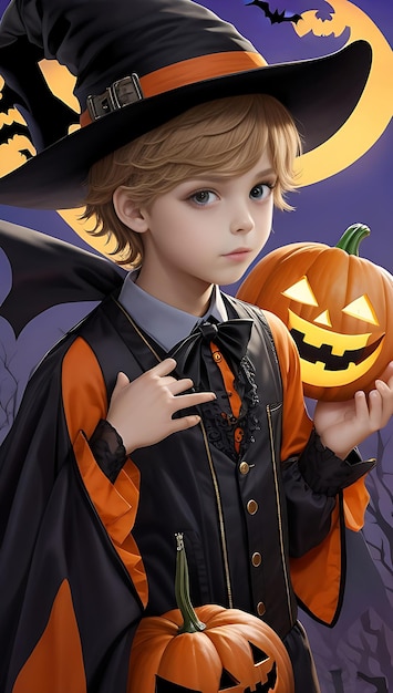 Foto niño con atuendo fantasmal de fondo del día de halloween