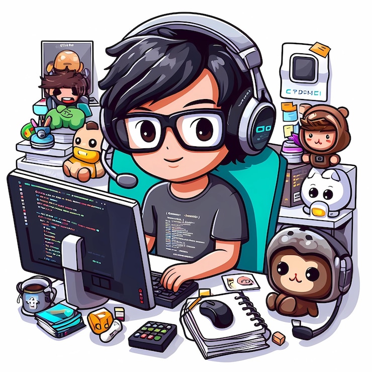 Foto un niño con auriculares y una pantalla de computadora