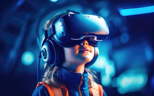 un niño con auriculares VR