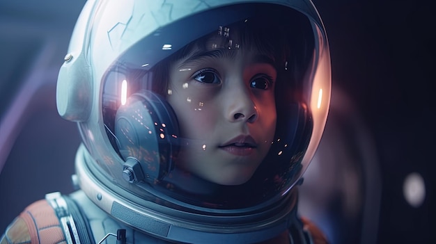 Niño aventurero astronauta ilustración de arte digital IA generativa