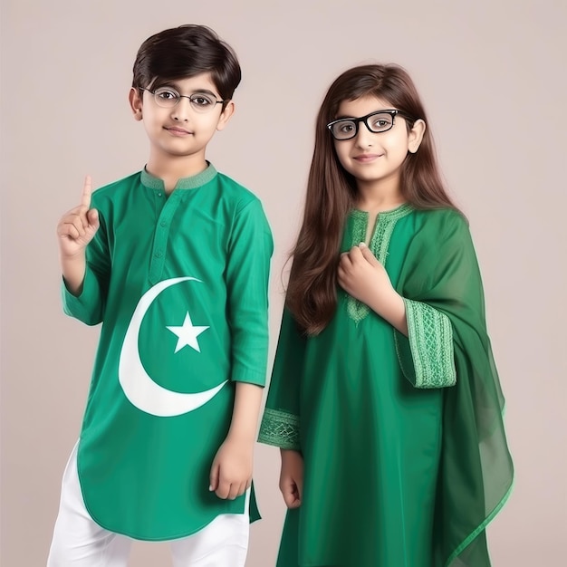 Niño con la bandera de Pakistán