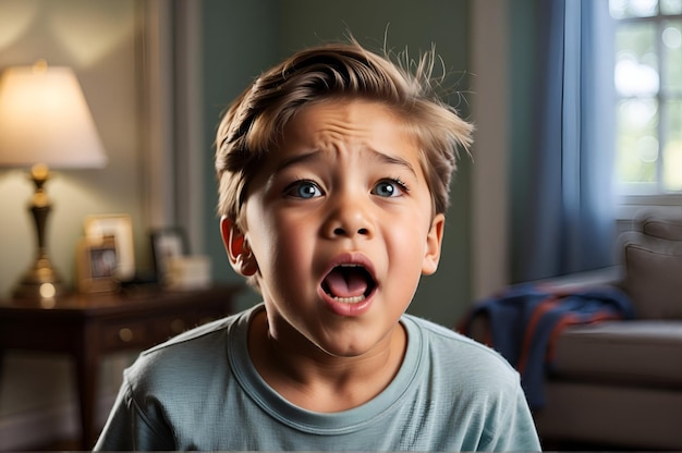 niño con la boca abierta de sorpresa o emoción esta imagen puede usarse para representar asombro curiosidad o asombro