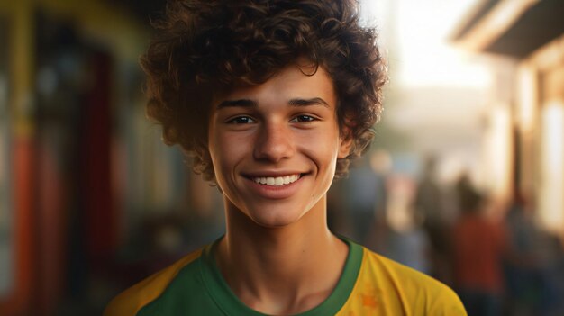 Foto niño brasileño feliz menino brasileiro