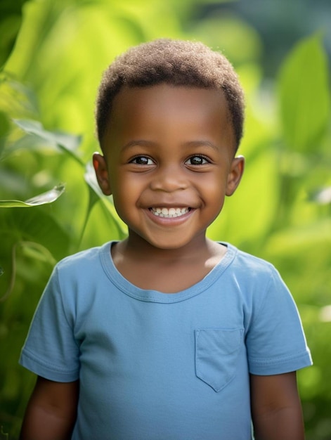 Foto un niño con una camisa azul que dice el nombre en ella