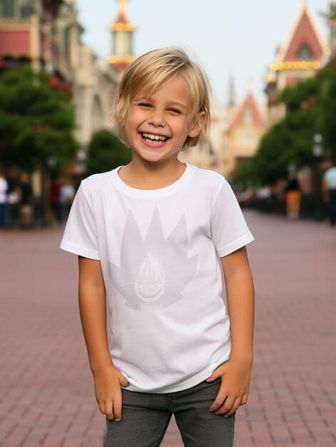 Foto un niño con camisa blanca sonríe para la cámara.