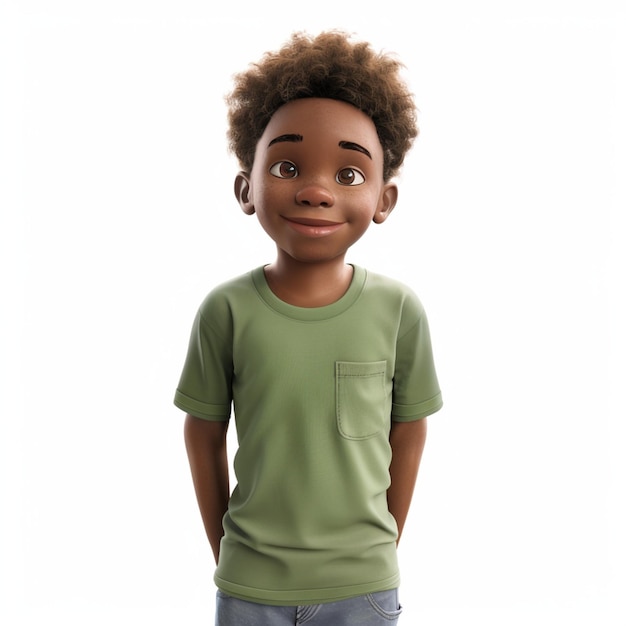 Foto un niño con una camisa verde que dice que es un niño pequeño