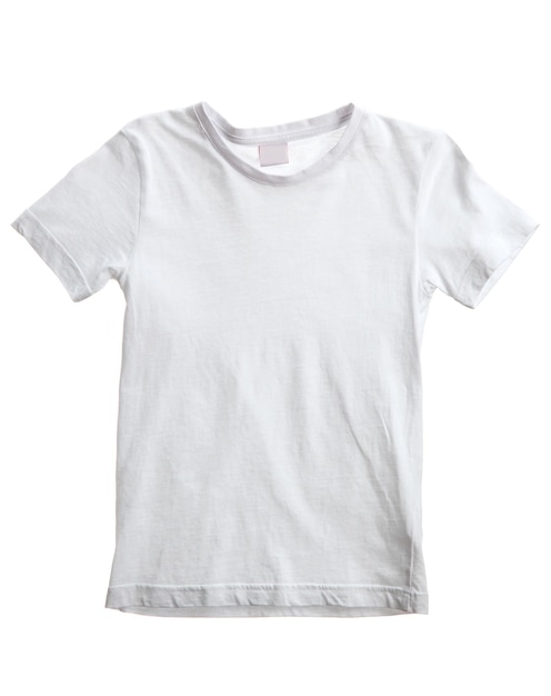 Niño camiseta blanca aislado en blanco