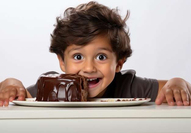 Niño comiendo un concepto de pastel