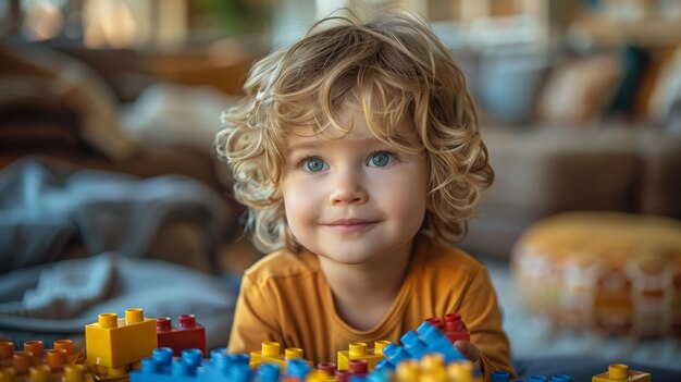 Un niño construye con Legos