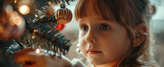 niño contra el fondo de un árbol de Navidad IA generativa