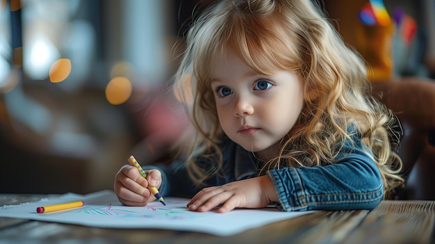 Un niño dibujando de cerca con lápices de colores