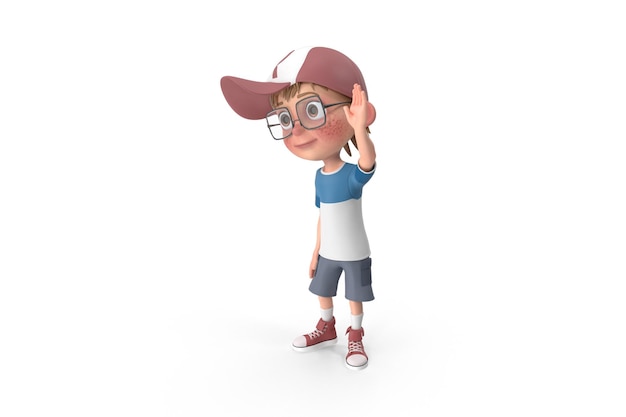 Niño de dibujos animados saludando