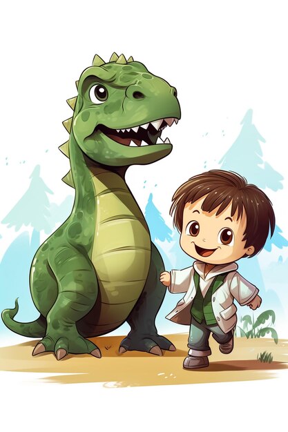 Foto niño con disfraz de dino escolar alegre con ropa de animal actividad y juegos de la era bc imaginación un.