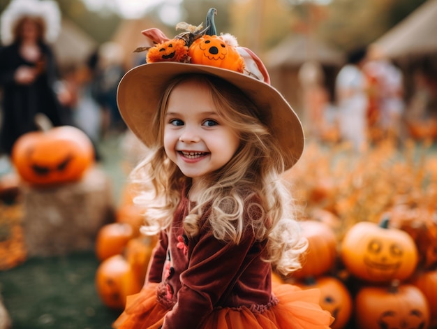 Niño en disfraz de Halloween con una pose lúdica