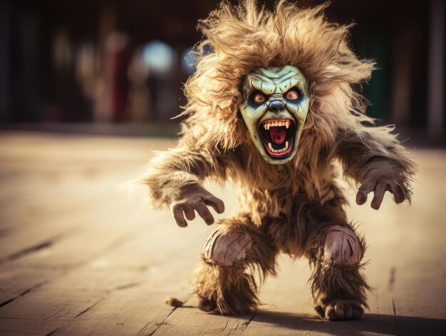 Niño en disfraz de Halloween con una pose lúdica