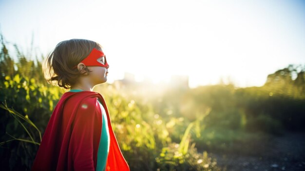 Foto niño con disfraz de superhéroe