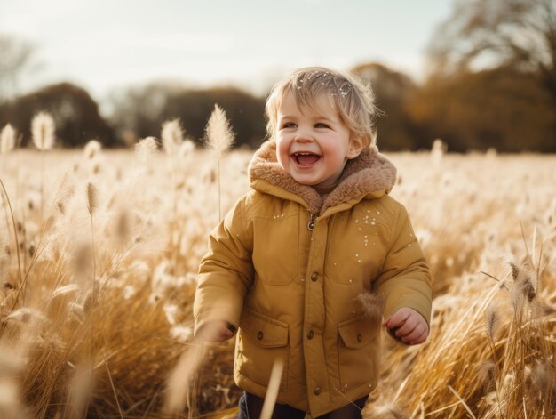 El niño disfruta de un paseo tranquilo en un día de invierno