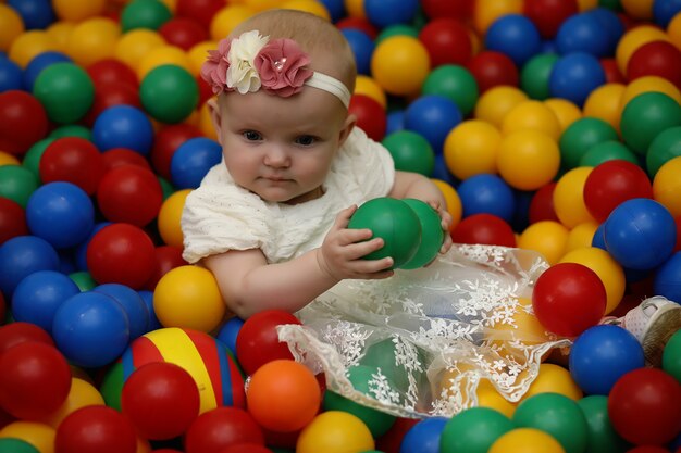 Un niño se divierte y juega en una fiesta infantil.