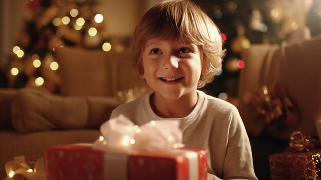 niño emocionado con su regalo de navidad