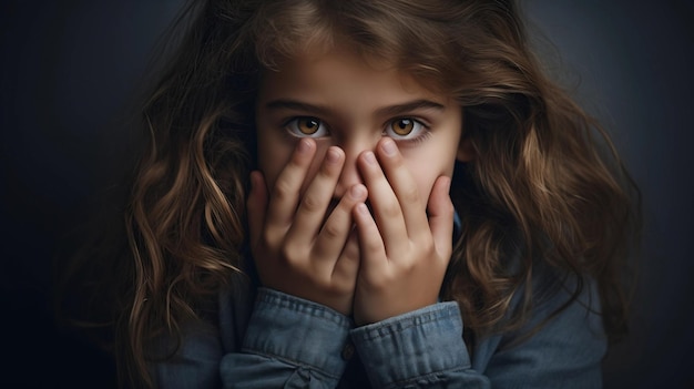 Foto niño empoderado cubriendo la cara con la mano con la inscripción no se opone al acoso