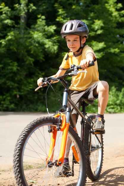 niño, equitación, bicicleta